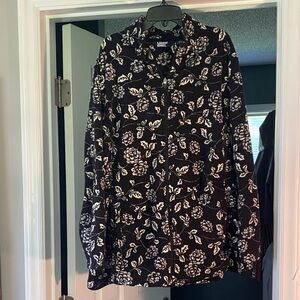 Lands' End Black and White Floral Men's Shirt